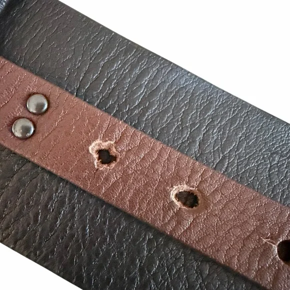 Eileen Fisher Black and brown Studded Wide Leather Belt Size M display picture 3